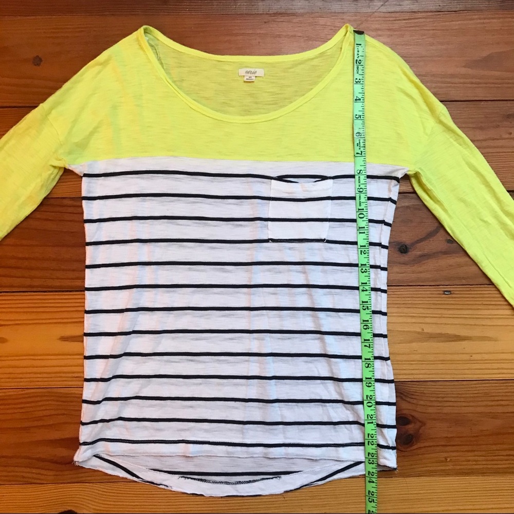 🌸5/$30🌸 Aerie 3/4 Yellow White Stripe Tee, EUC S - Picture 8 of 15